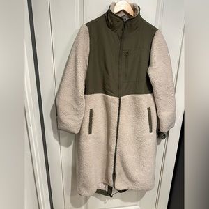 Sweaty Betty Urban Sherpa Long Coat, green, Large 10-12